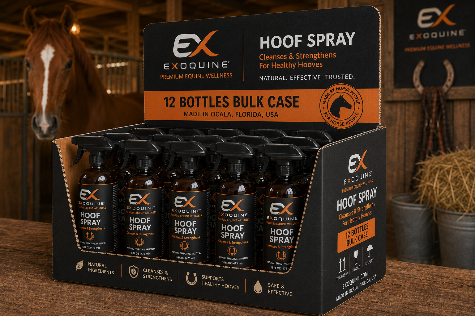 Exoquine Hoof Spray – Bulk Case (12 x 16 oz Bottles)